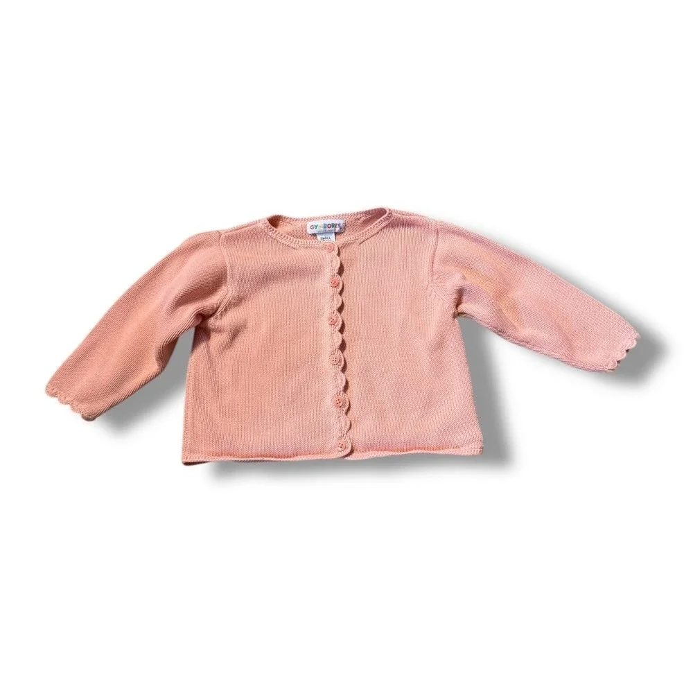 Gymboree Vintage 1999 Pink Knit Cardigan Girls Size Small Scallop Trim